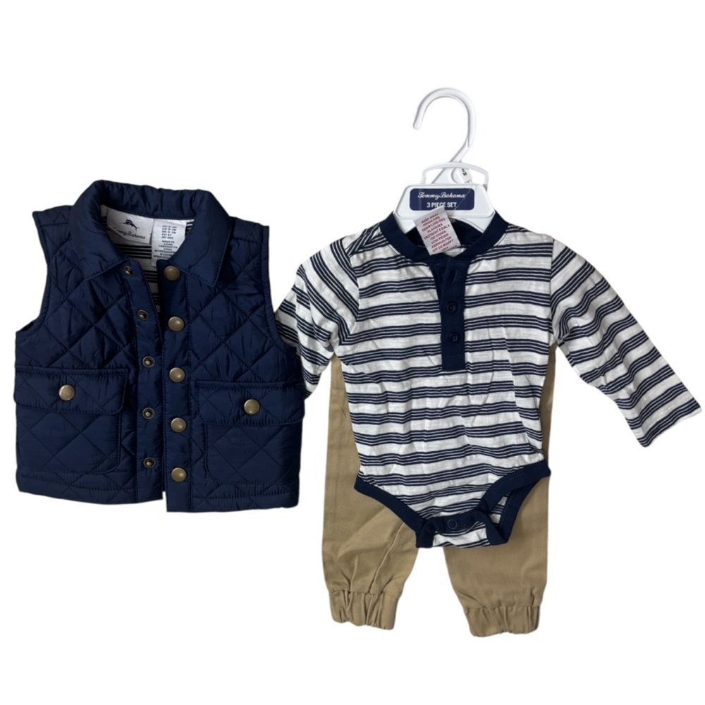 NWT TOMMY BAHAMA Navy and Tan Kids Outfit